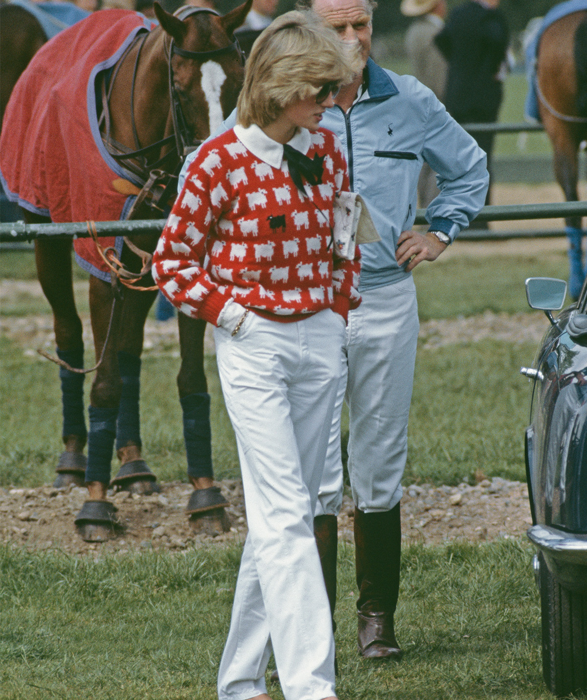 Princess Diana wearing the sheep jumper