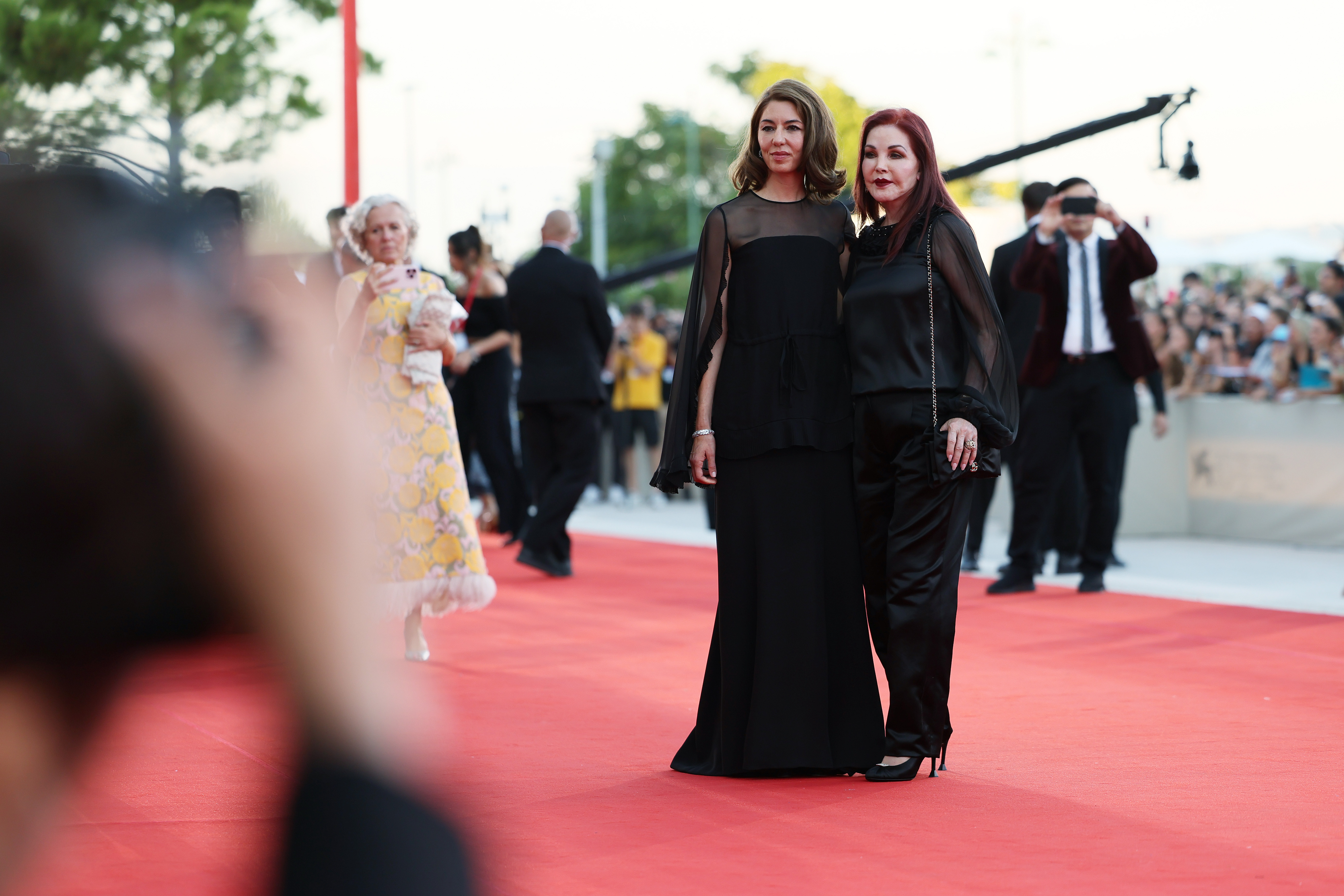 Director Sofia Coppola and Priscilla Presley at Priscilla’s premiere during the 80th Venice International Film Festival.