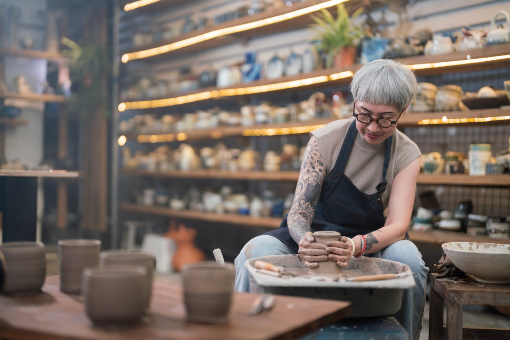 Income in retirement can come from hobbies like pottery, as well as the pension and superannuation.