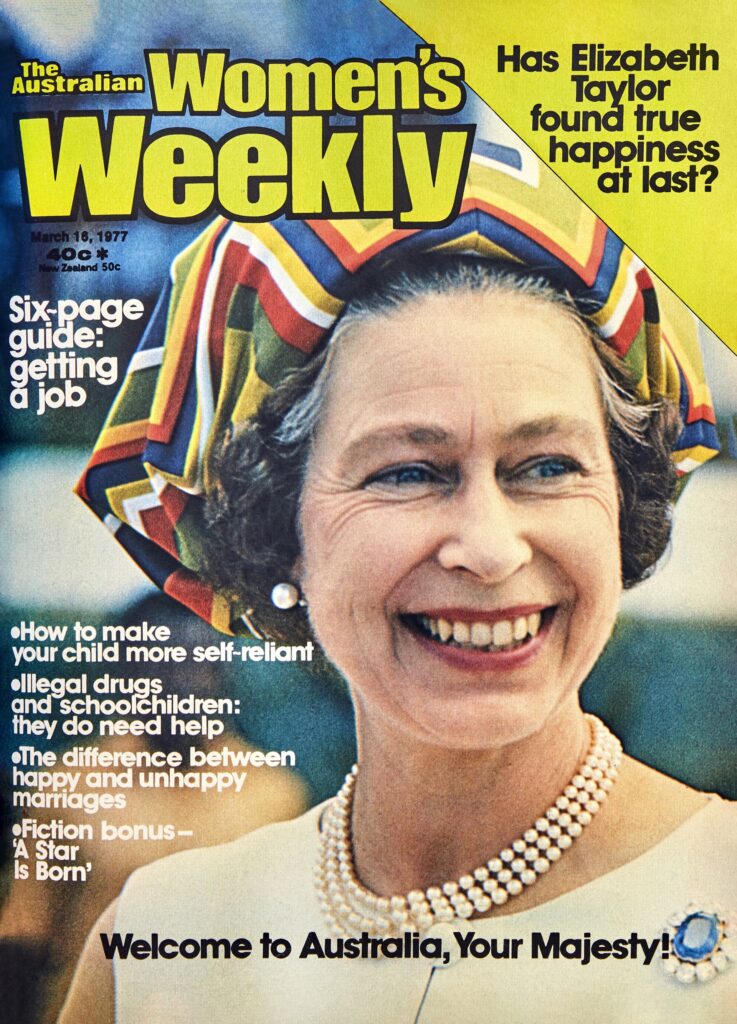 A cover of The Australian Women's Weekly from 1977 featuring the Queen