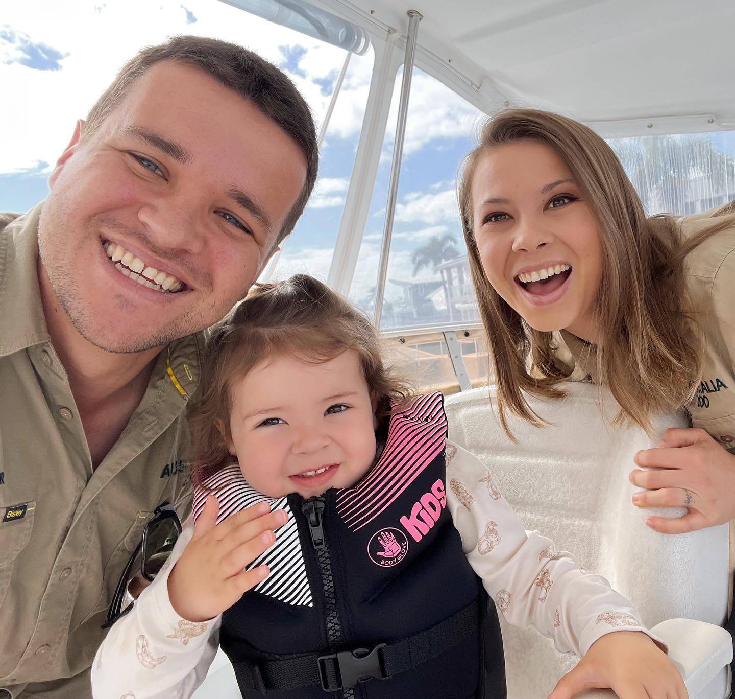 Bindi Irwin with her husband Chandler Powell and daughter Grace.