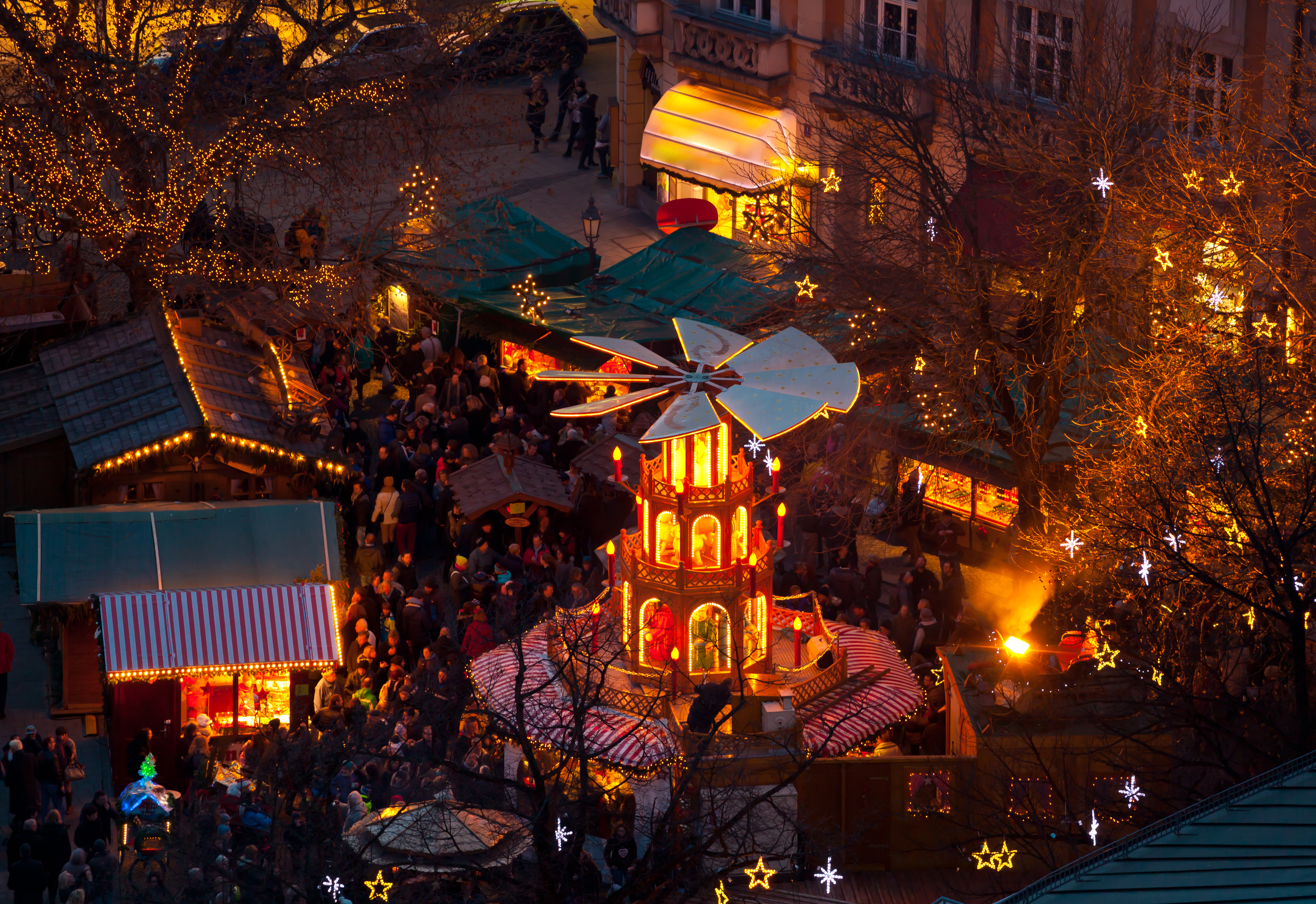 Typical wooden christmas carousel, Munich, Bavaria, Germany.