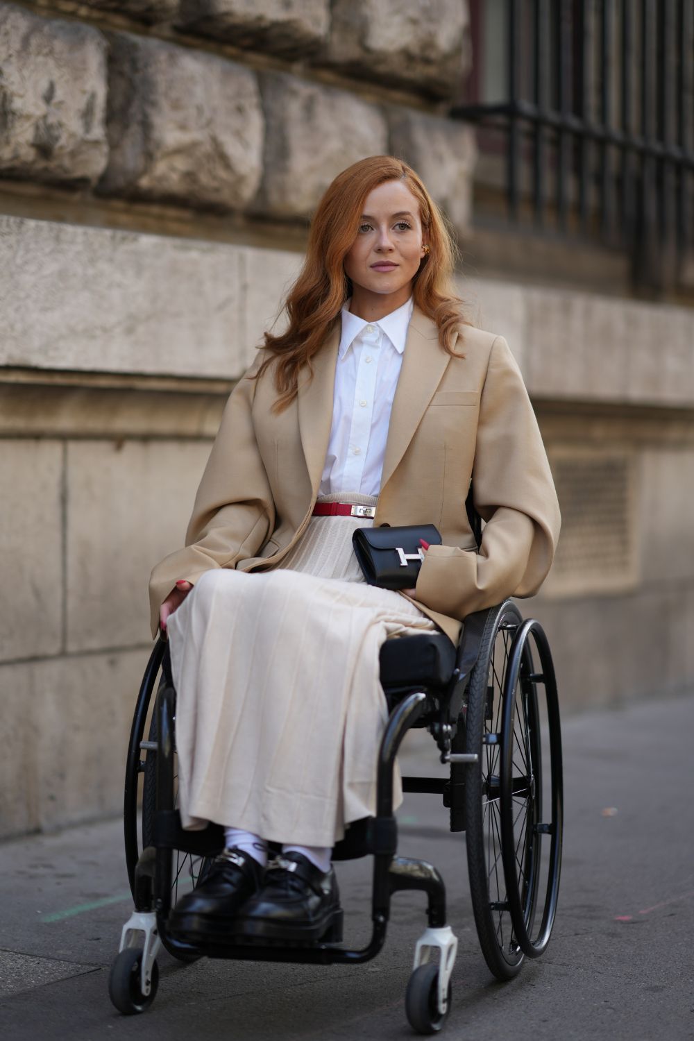 Lady in wheelchair at fashion week paris