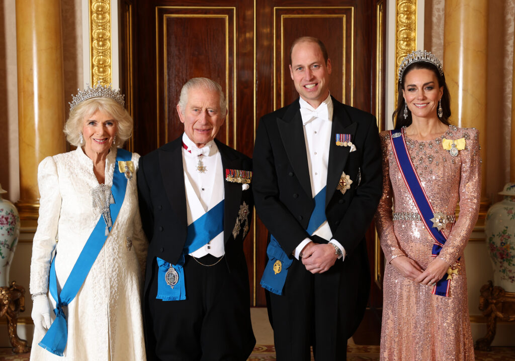 order of succession: queen camilla, king charles, prince william and princess catherine