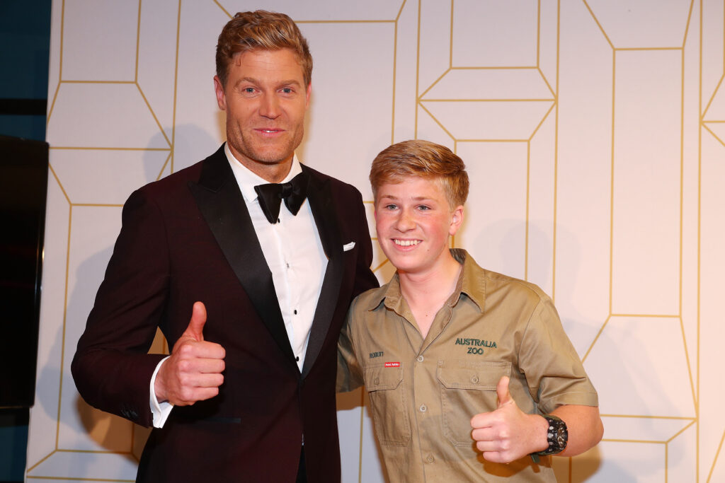 GOLD COAST, AUSTRALIA - JULY 01:  Dr Chris Brown and Robert Irwin pose at the 60th Annual Logie Awards at The Star Gold Coast on July 1, 2018 in Gold Coast, Australia.  (Photo by Chris Hyde/Getty Images)
