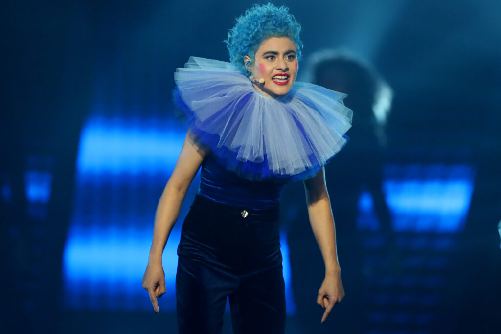 Montaigne performs during Eurovision - Australia Decides at Gold Coast Convention and Exhibition Centre on the Gold Coast. 