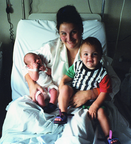 Julie Goodwin with Joe and newborn Tom. Picture supplied.