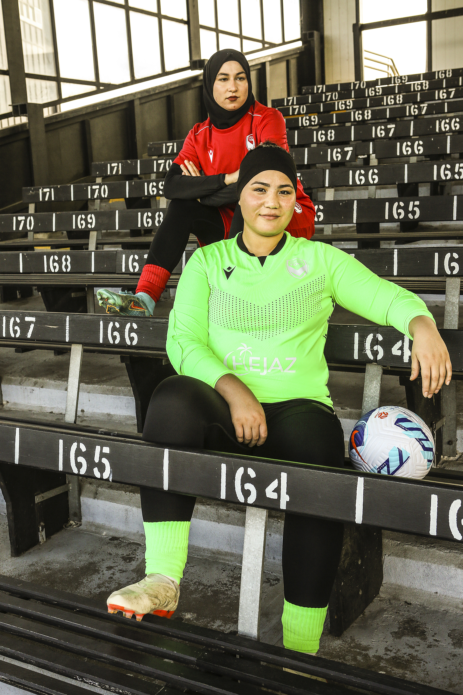 Fatima Yousufi and Mursal Sadat from the Afghanistan Women's National Football Team