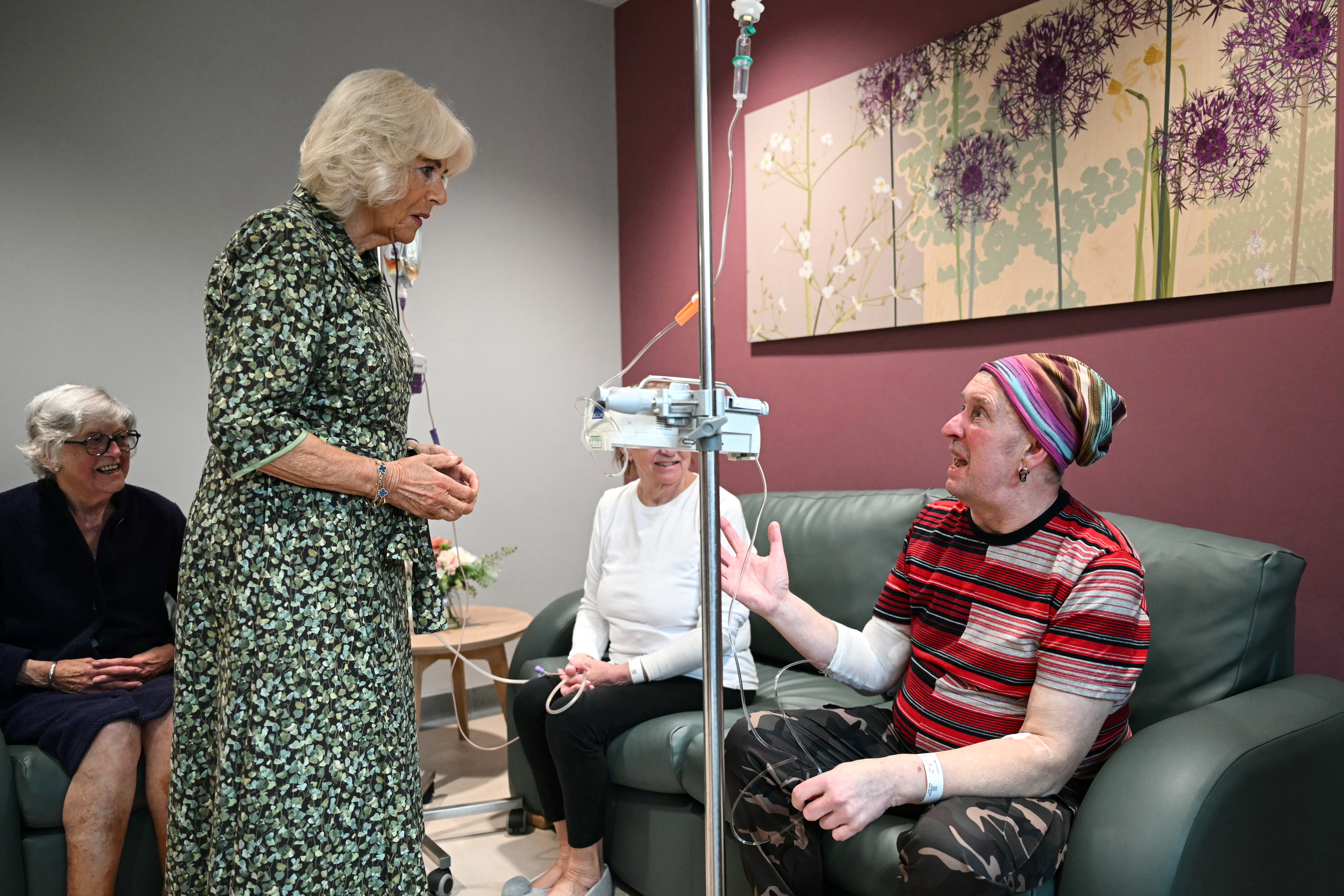 Queen Camilla visiting patients at the Dyson Cancer Centre