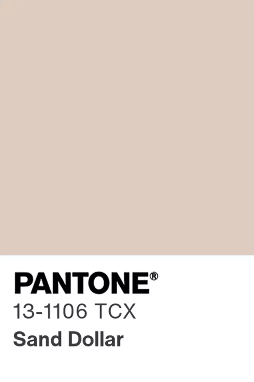 Pantone color swatch for 13-1106 TCX, Sand Dollar, a light beige shade.