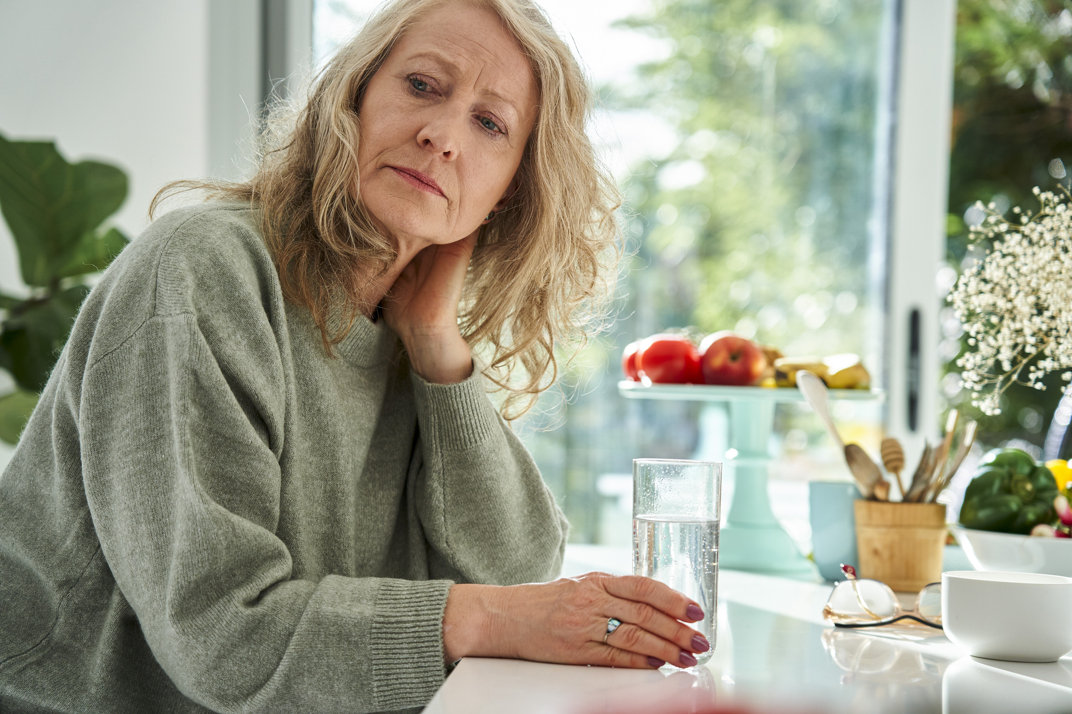 Stressed woman at home